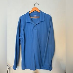 LL BEAN Men’s LS Polo Shirt, L, blue